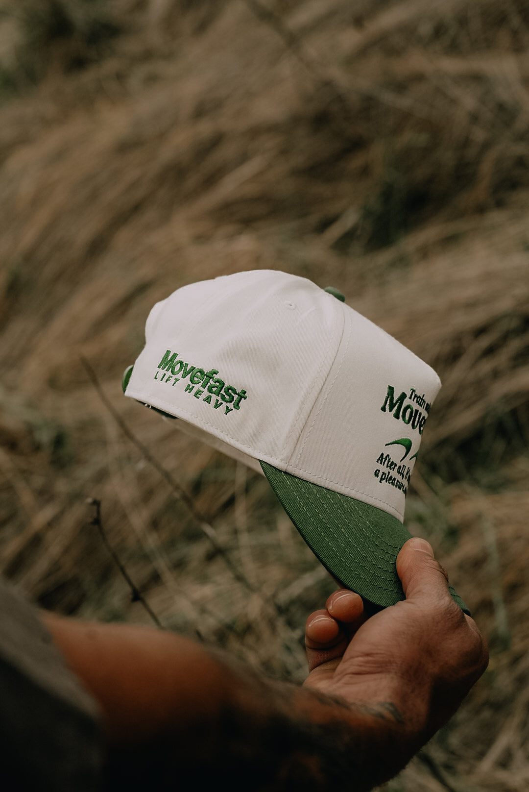 Train With Pleasure Hat | Off White / Green