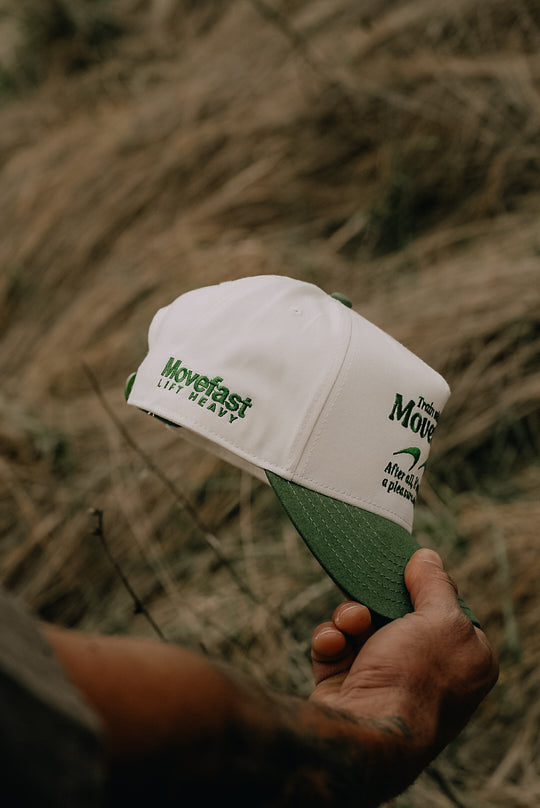 Train With Pleasure Hat | Off White / Green